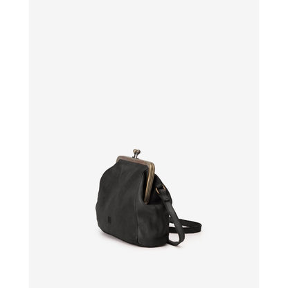 BIBA Boston black leather kiss-lock crossbody bag