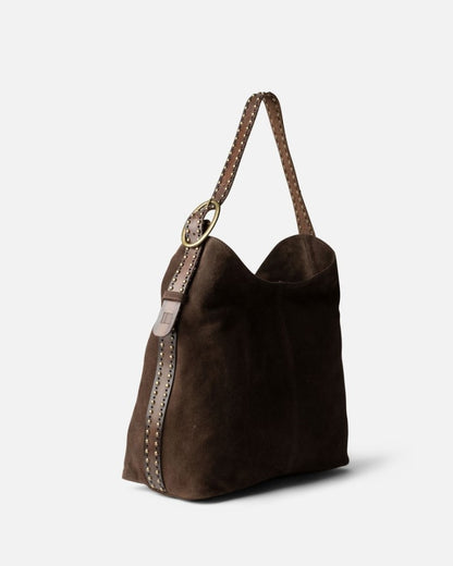 Sac bandoulière en cuir BIBA Leff brun foncé