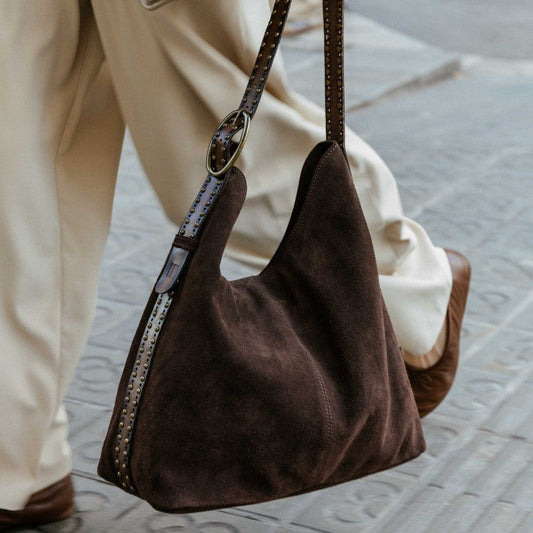 Sac bandoulière en cuir BIBA Leff brun foncé