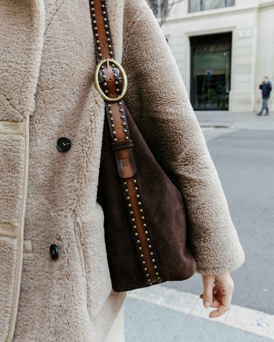 Sac bandoulière en cuir BIBA Leff brun foncé