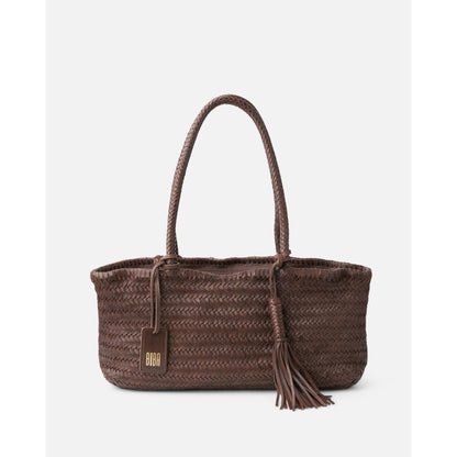 BIBA Perkins dark brown oversized leather crossbody bag
