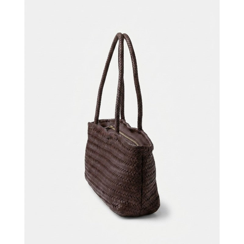 BIBA Perkins dark brown oversized leather crossbody bag