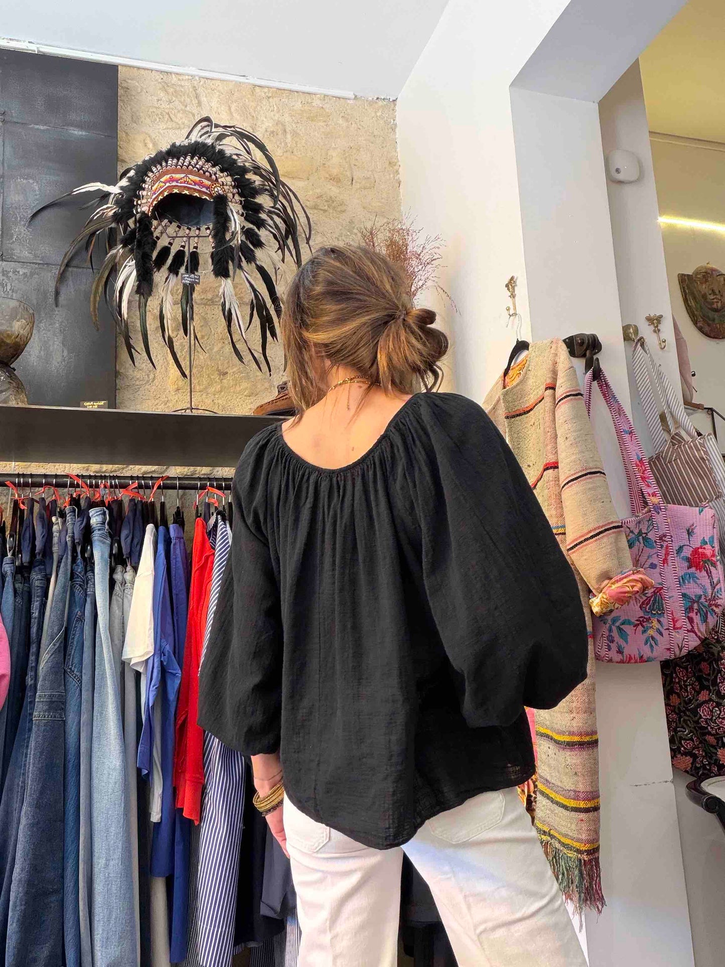 Blouse Madrid - black, sable, indigo