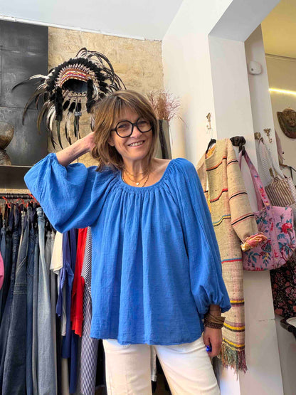 Blouse Madrid - black, sable, indigo