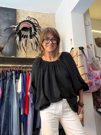 Blouse Madrid - black, sable, indigo