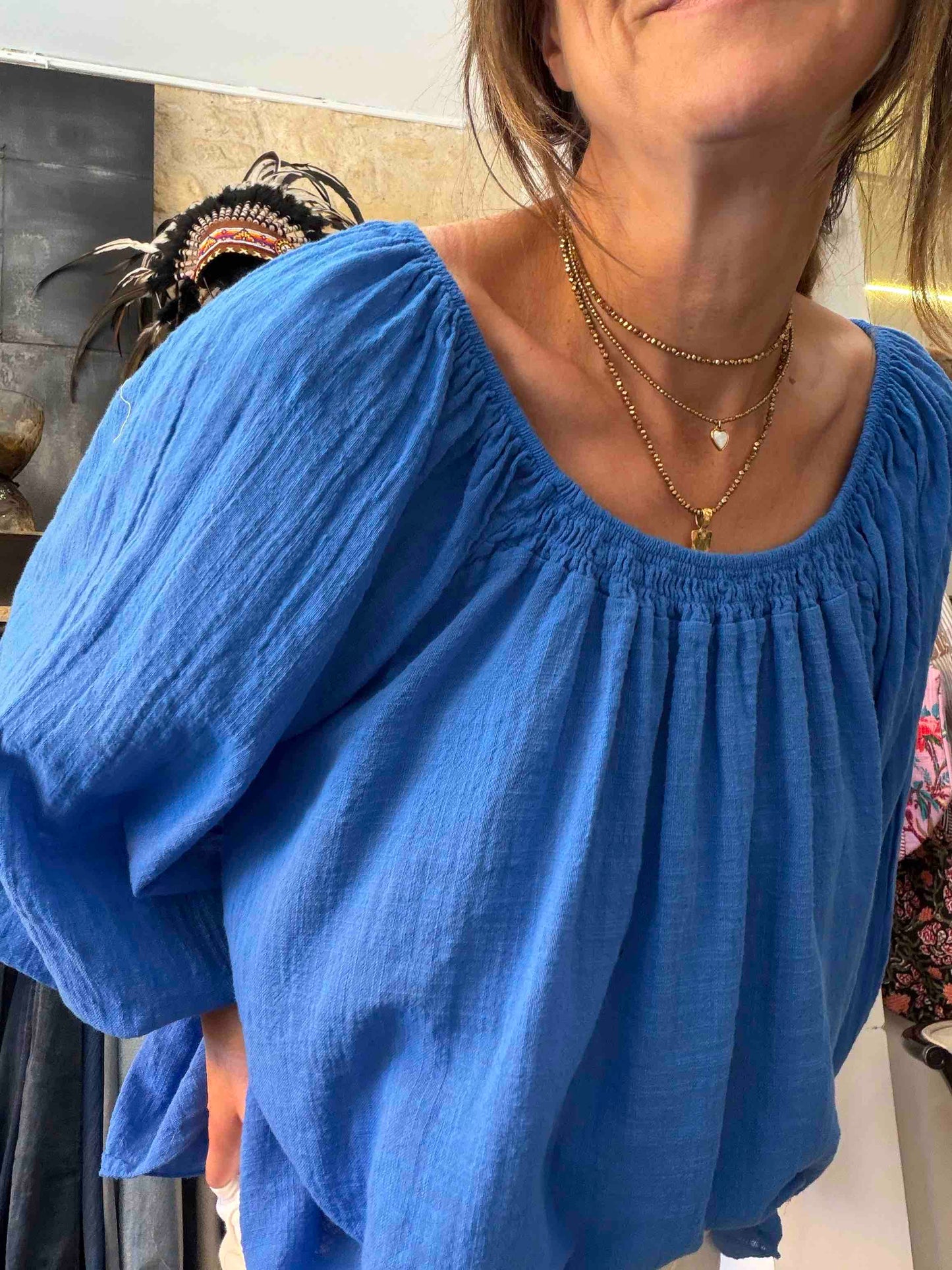 Blouse Madrid - black, sable, indigo