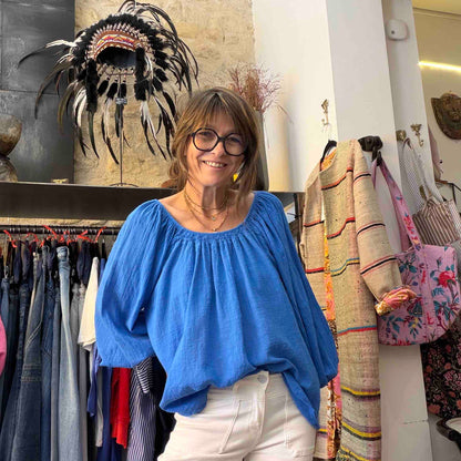Blouse Madrid - black, sable, indigo