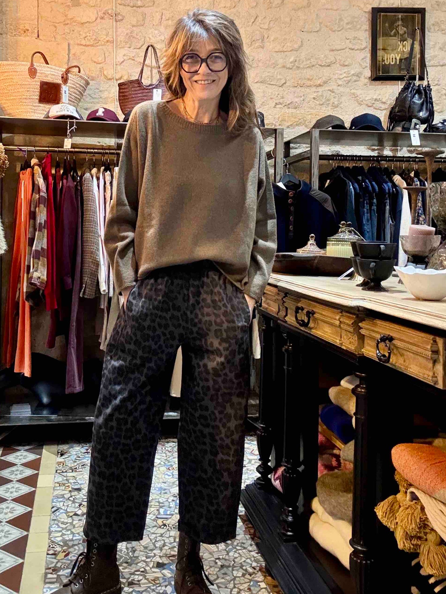 Pantalon Magic en coton épais léo gris