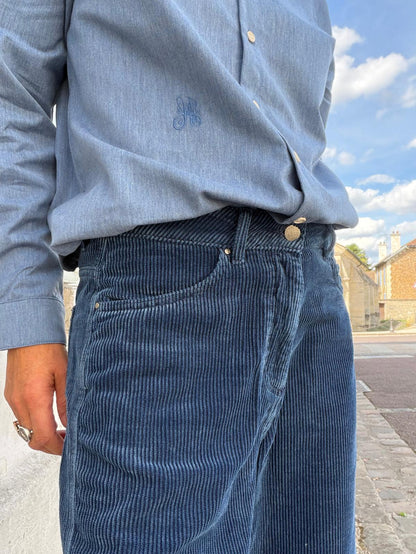 Pantalon barrel corduroy indigo - Hod Paris