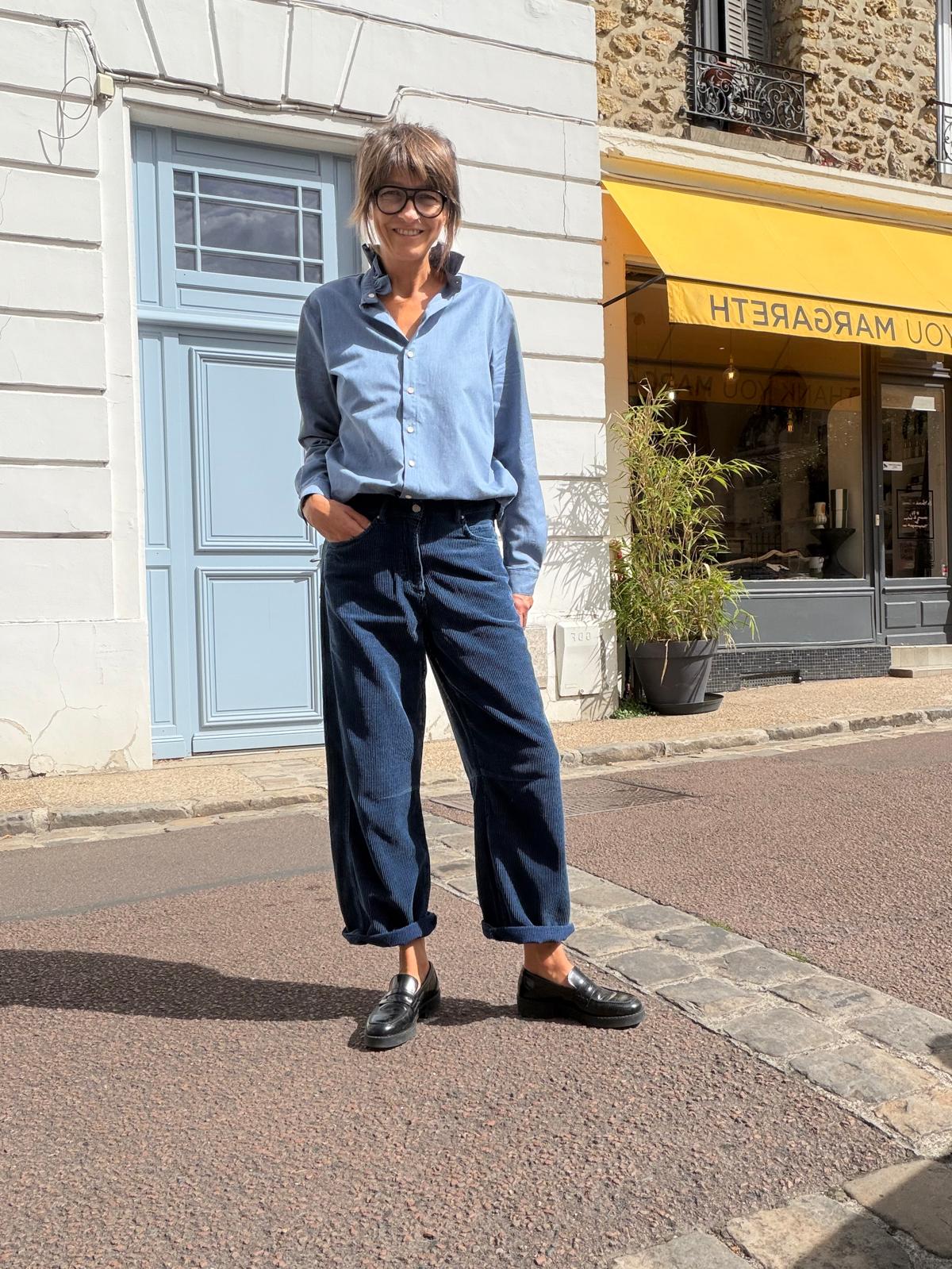 Pantalon barrel corduroy indigo - Hod Paris