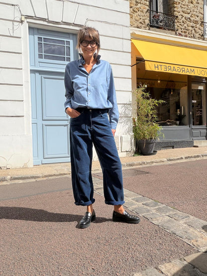 Pantalon barrel corduroy indigo - Hod Paris