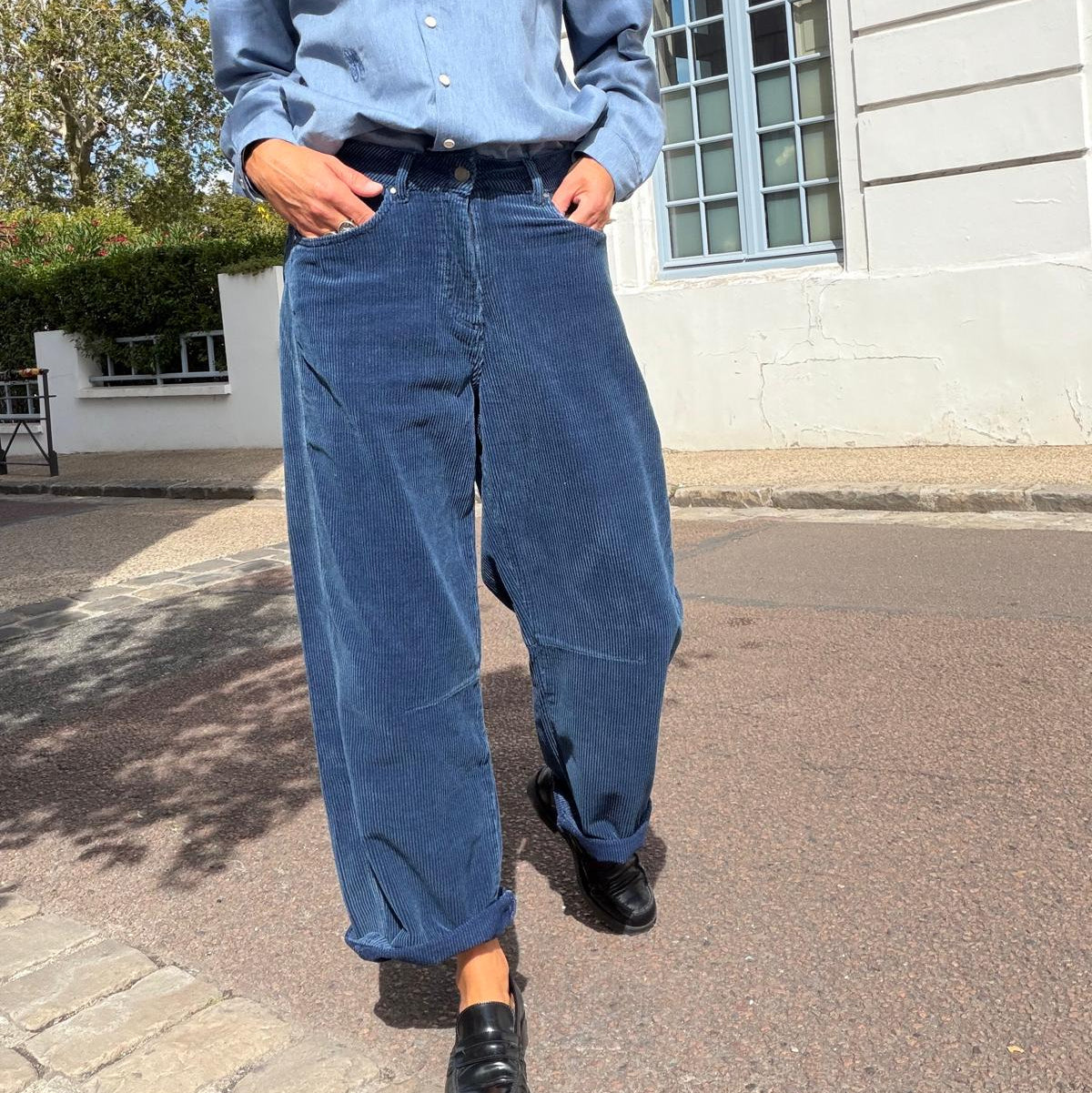 Pantalon barrel corduroy indigo - Hod Paris