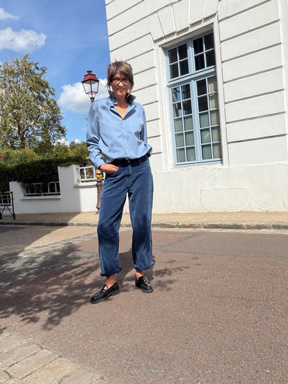 Pantalon barrel corduroy indigo - Hod Paris