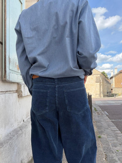 Pantalon barrel corduroy indigo - Hod Paris
