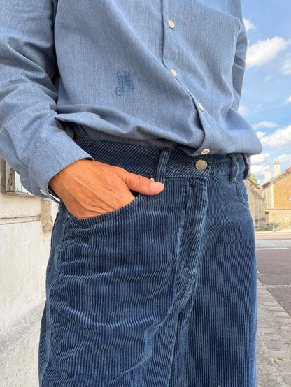 Pantalon barrel corduroy indigo - Hod Paris