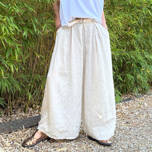 Pantalon Dina 100% lin - beige ou marine