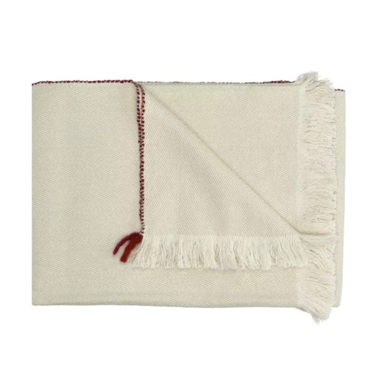 Plaid LAMA rouille en laine d'agneau / coton