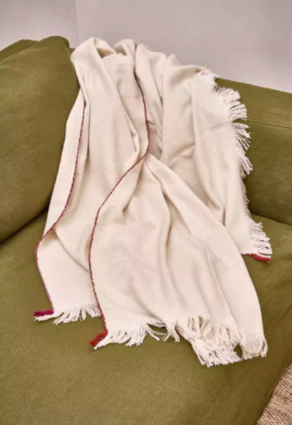 Plaid LAMA rouille en laine d'agneau / coton