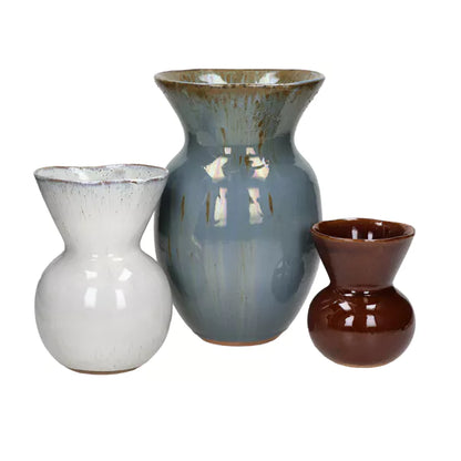 Vase Pomax en faïence Poppy 17x27cm bleu canard