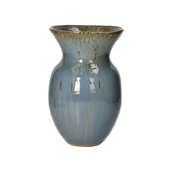 Vase Pomax en faïence Poppy 17x27cm bleu canard