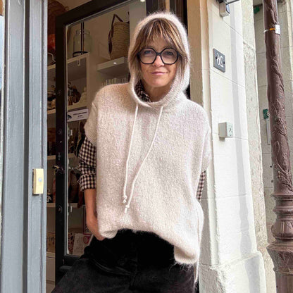 Pull à capuche Sonia - écru ou cappuccino
