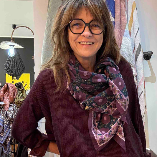 Grand foulard Ravenne prune