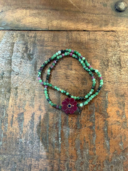 Bracelet double flower rubis indien