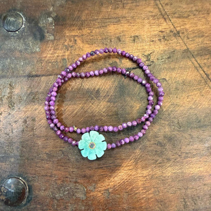 Bracelet double flower amazonite
