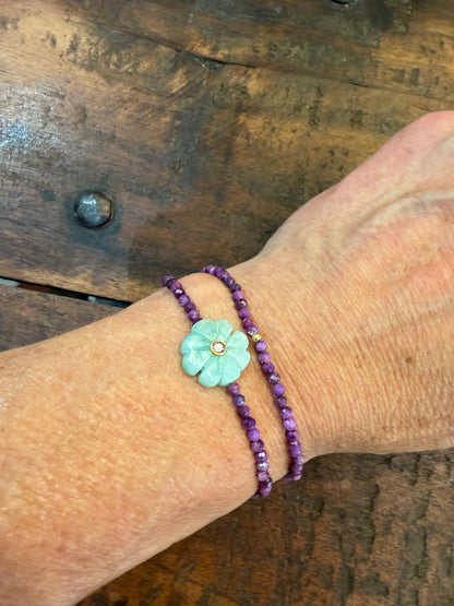 Bracelet double flower amazonite