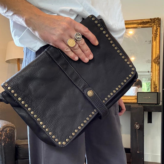 Olivia black leather bag - large size