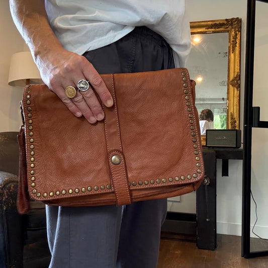 Olivia camel leather bag - large size