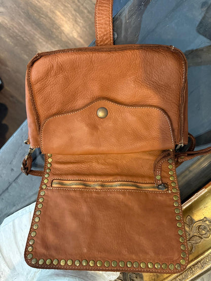 Sac en cuir Olivia camel - petit format