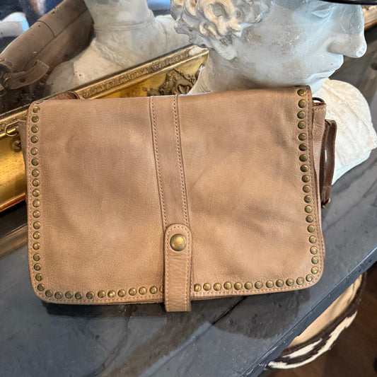 Olivia taupe leather bag - large size