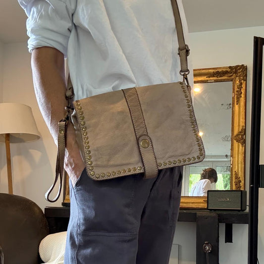Olivia taupe leather bag - small size