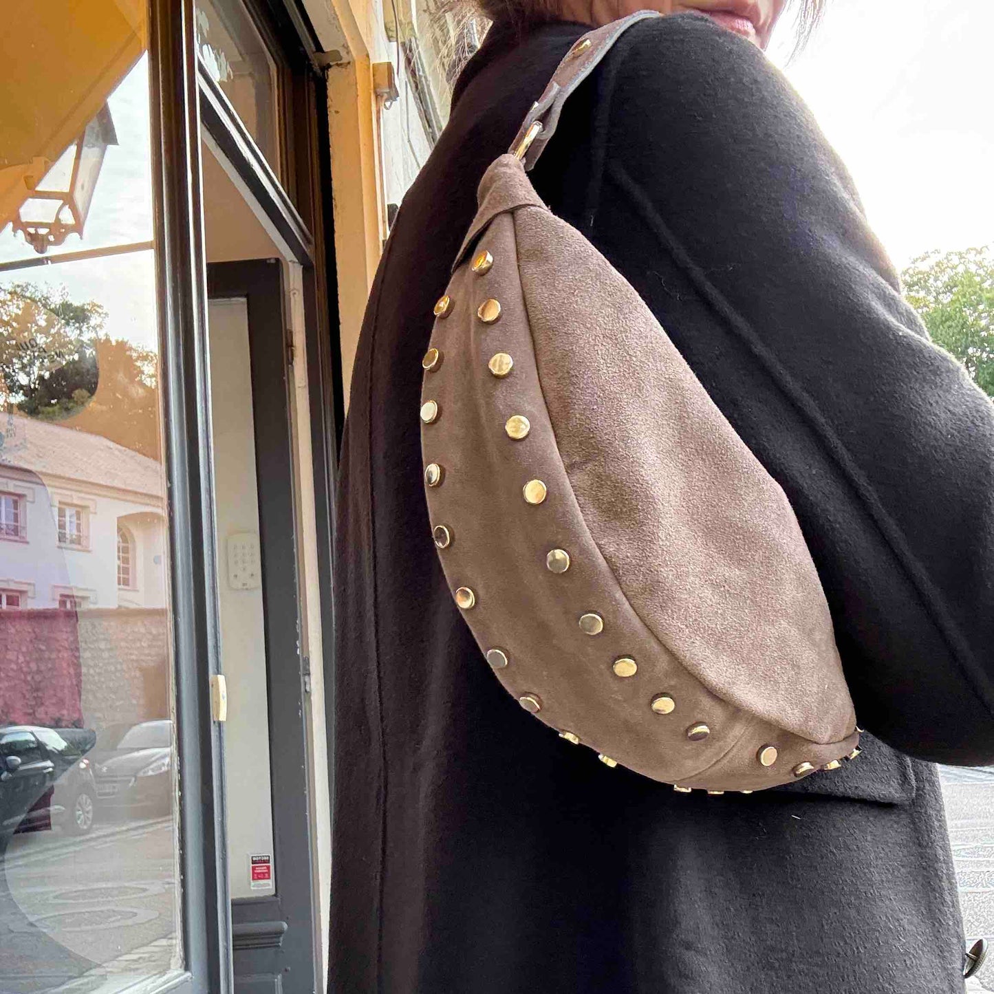 Sac Sam croûte de cuir - choco, black, taupe