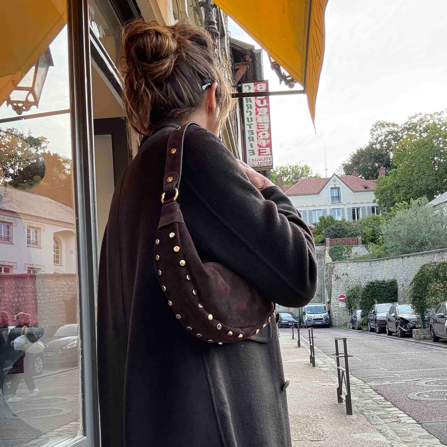 Sac Sam croûte de cuir - choco, black, taupe