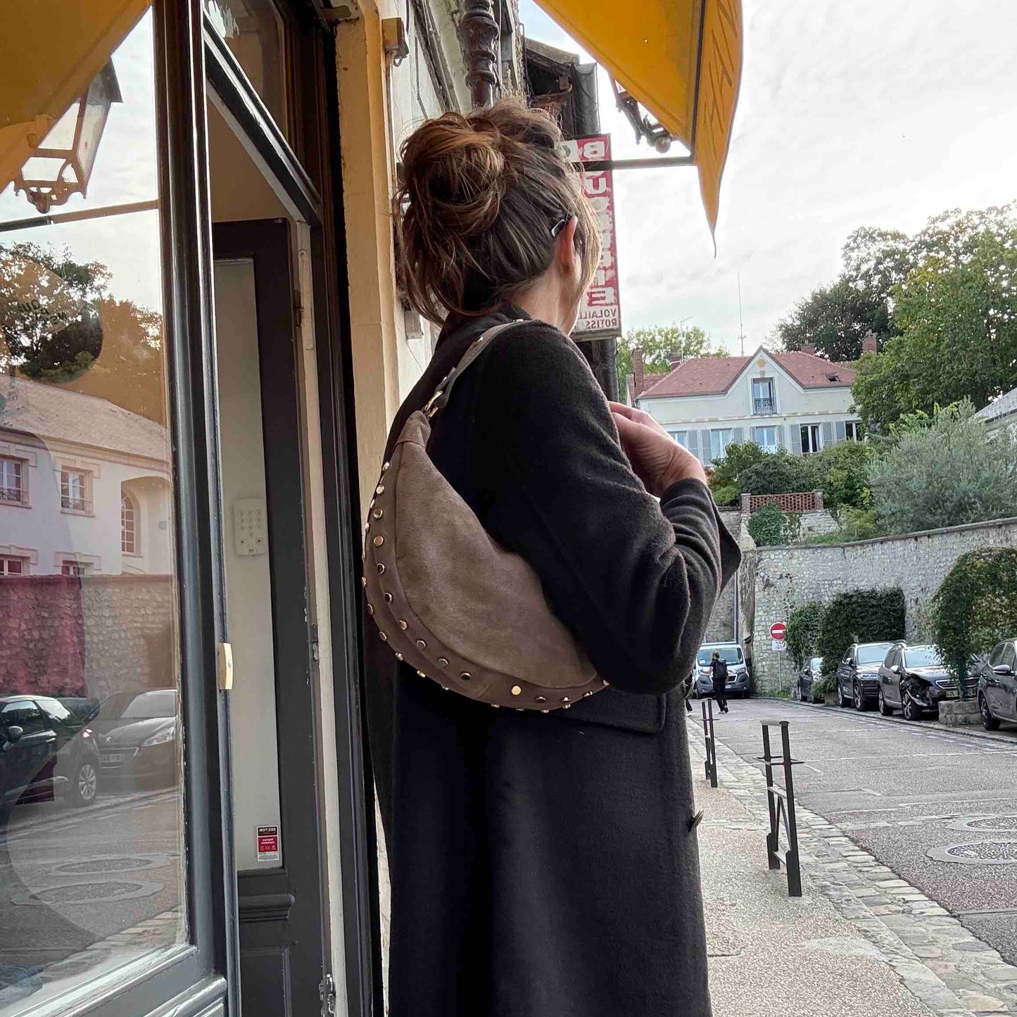 Sac Sam croûte de cuir - choco, black, taupe
