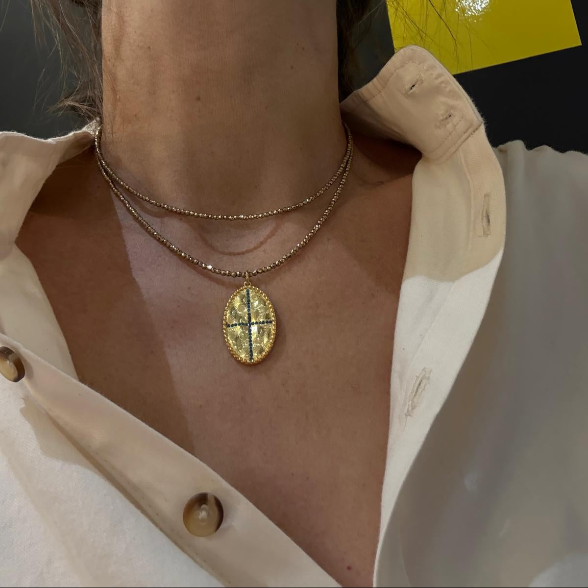 Sautoir Jai bleu saphir