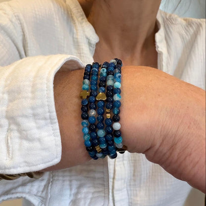 Sautoir bracelet Zoé howlite coquillage bleu