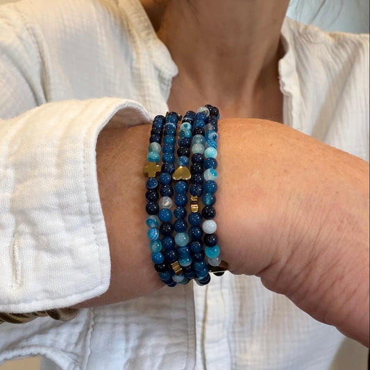 Sautoir bracelet Zoé howlite coquillage bleu