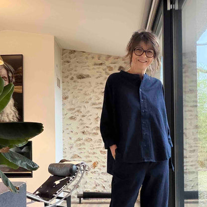 Chemise en jean courte Seoul dark denim