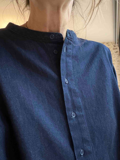 Chemise en jean courte Seoul dark denim