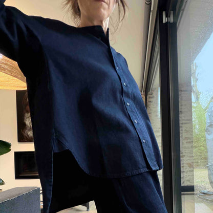 Chemise en jean courte Seoul dark denim