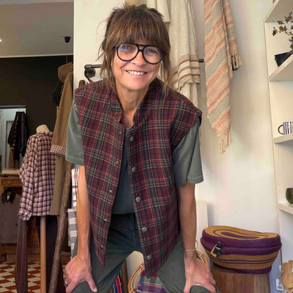Gilet oversize sans manches Sitwell tartan - The Good Family