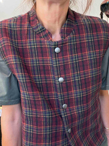Gilet oversize sans manches Sitwell tartan - The Good Family