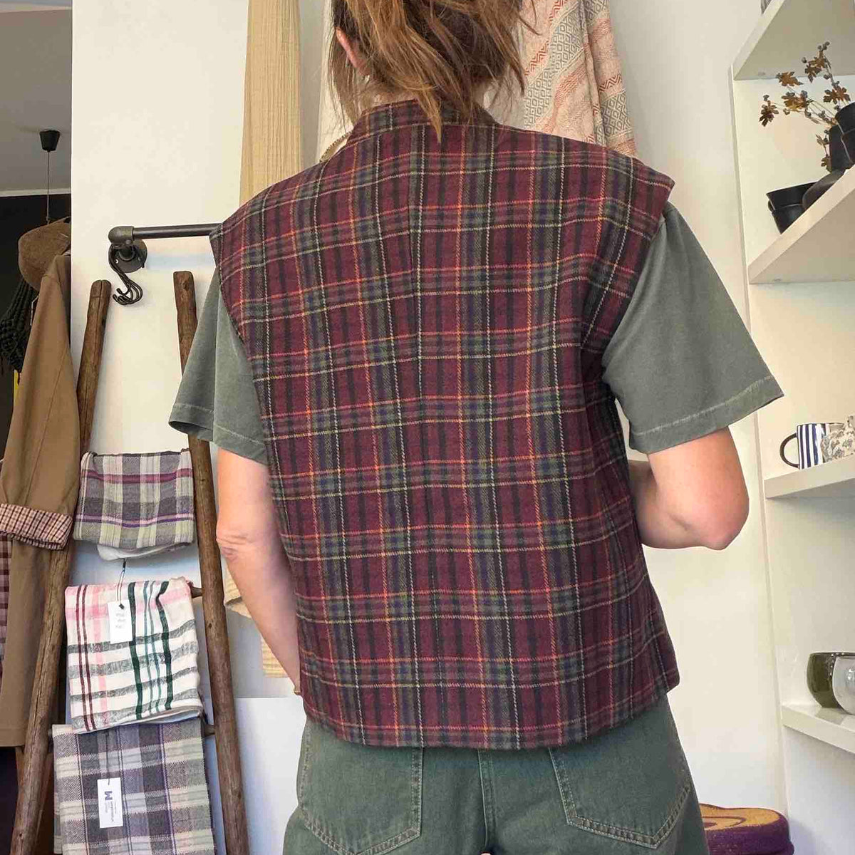Gilet oversize sans manches Sitwell tartan - The Good Family