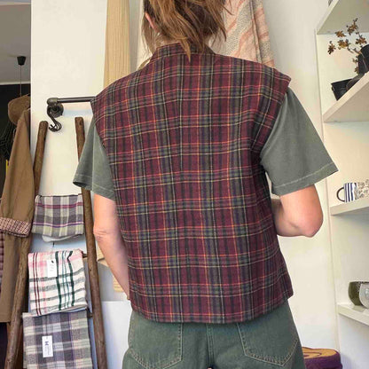 Gilet oversize sans manches Sitwell tartan - The Good Family