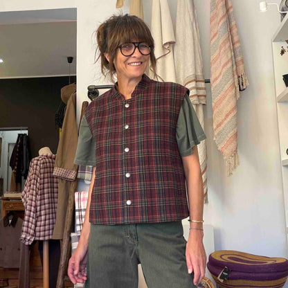 Gilet oversize sans manches Sitwell tartan - The Good Family