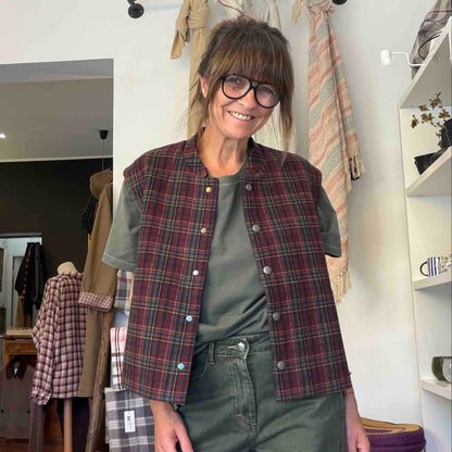 Gilet oversize sans manches Sitwell tartan - The Good Family