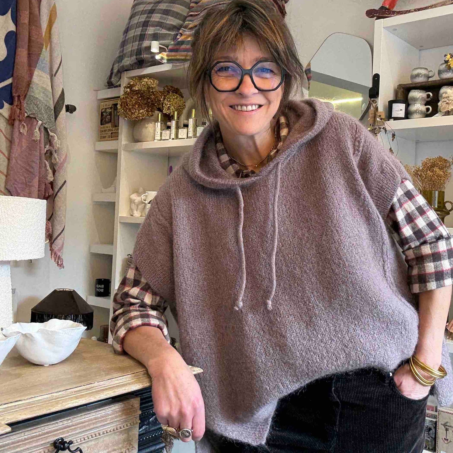 Pull à capuche Sonia - écru ou cappuccino